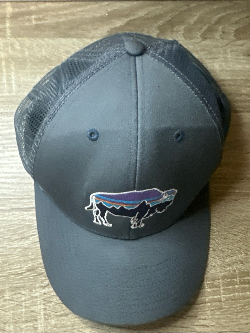 Patagonia Fitz Roy Buffalo Bison Hat Snapback Mesh Gray Baseball Cap - Picture 3 of 8